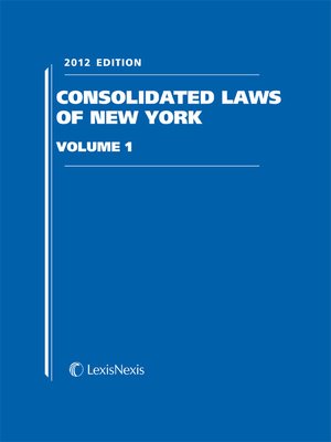 cover image of New York Consolidated Law Unannotated